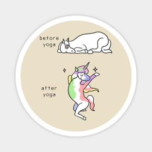 Before and After Yoga Unicorn Magnet